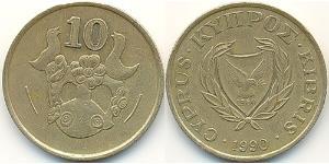 10 Цент Кіпр (1960 - ) Нікель/Латунь 