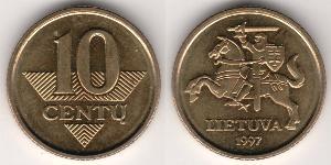10 Цент Литва (1991 - ) Нікель/Латунь 