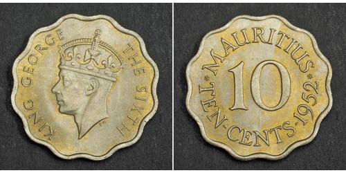 10 Цент Маврикій (1968 - ) Нікель/Мідь Георг VI (1895-1952)