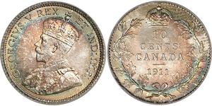 10 Цент Канада Серебро Георг V (1865-1936)