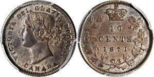 10 Цент Канада Серебро Виктория (1819 - 1901)