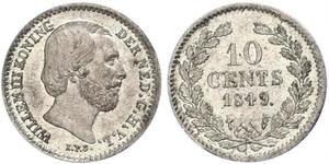 10 Цент Королевство Нидерланды (1815 - ) Серебро Виллем III