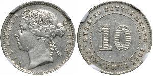 10 Цент Стрейтс-Сетлментс (1826 - 1946) Серебро Виктория (1819 - 1901)