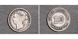 10 Цент Стрейтс-Сетлментс (1826 - 1946) Серебро Виктория (1819 - 1901)