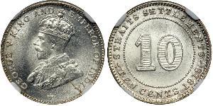 10 Цент Стрейтс-Сетлментс (1826 - 1946) Серебро Георг V (1865-1936)