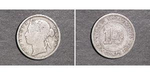 10 Цент Стрейтс-Сетлментс (1826 - 1946) Серебро Виктория (1819 - 1901)