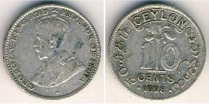 10 Цент Шри-Ланка (1948 - ) Серебро Георг V (1865-1936)