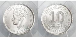 10 Цент British Malaya (1826 - 1963) Срібло Георг VI (1895-1952)