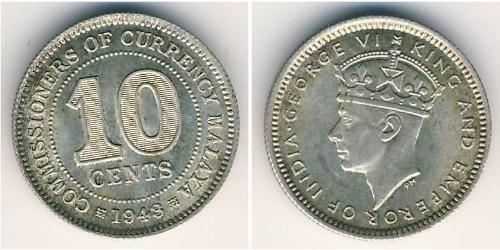 10 Цент Federated Malay States (1895 - 1946) Срібло Георг VI (1895-1952)