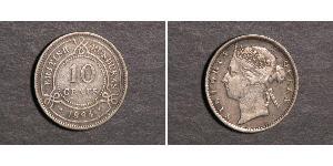 10 Цент Британский Гондурас (1862-1981) Срібло Вікторія (1819 - 1901)