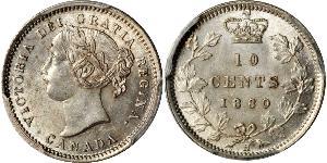 10 Цент Канада Срібло Вікторія (1819 - 1901)
