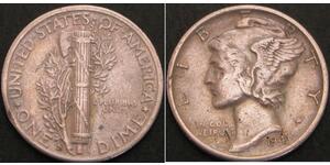 10 Цент / 1 Дайм США (1776 - ) Мідь/Срібло 