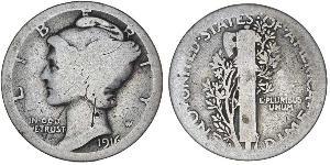 10 Цент / 1 Дайм США (1776 - ) Мідь/Срібло 