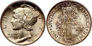 10 Цент / 1 Дайм США (1776 - ) Серебро/Медь 