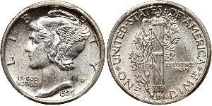 10 Цент / 1 Дайм США (1776 - ) Серебро/Медь 