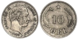10 Эре Дания  Кристиан IX король Дании (1818-1906)