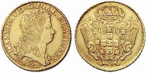 12800 Reis Brasil Oro Juan V de Portugal (1689-1750)