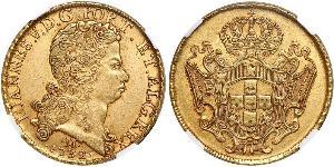 12800 Reis Brasil Oro Juan V de Portugal (1689-1750)