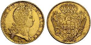 12800 Reis Brasile Oro Giovanni V del Portogallo (1689-1750)