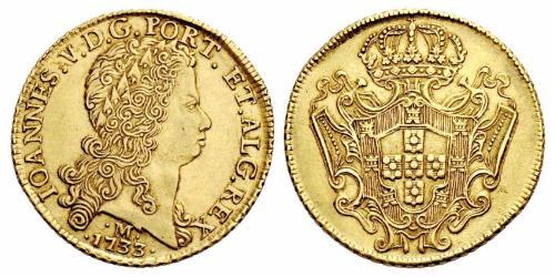 12800 Reis Brasile Oro Giovanni V del Portogallo (1689-1750)