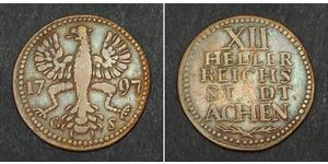 12 Heller Free Imperial City of Aachen (1306 - 1801) 銅 