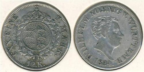 12 Kreuzer Royaume de Wurtemberg (1806-1918) Argent 