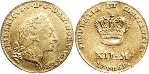12 Mark Dänemark-Norwegen (1536-1814) Gold Friedrich V. (Dänemark und Norwegen) (1723 - 1766)