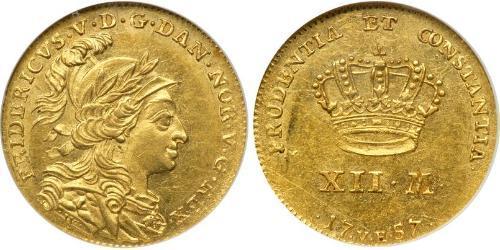 12 Mark Dänemark-Norwegen (1536-1814) Gold Friedrich V. (Dänemark und Norwegen) (1723 - 1766)