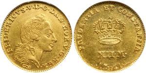 12 Mark Reino de Dinamarca y Noruega (1536-1814) Oro Federico V de Dinamarca (1723 - 1766)