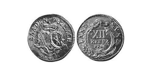 12 Крейцер Баден-Дурлах (1535 - 1771) Серебро 