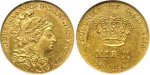12 Марка Датско-норвежское королевство (1536-1814) Золото Frederick V of Denmark (1723 - 1766)