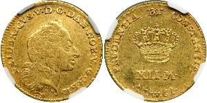 12 Марка Датско-норвежское королевство (1536-1814) Золото Frederick V of Denmark (1723 - 1766)