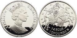 14 Ecu / 10 Pound Gibraltar 銀 伊丽莎白二世 (1926-2022)