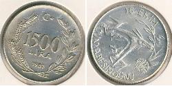 1500 Lira Turkey (1923 - ) Silver 