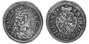 15 Kreuzer Elettorato di Baviera (1623 - 1806) Argento 