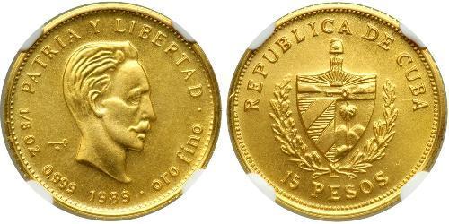 15 Peso Cuba (1898 - ) Or Jose Julian Marti Perez (1853 - 1895) 
