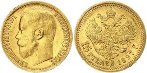 15 Ruble Russian Empire (1720-1917) Gold Nicholas II (1868-1918)