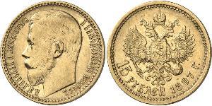 15 Ruble 俄罗斯帝国 (1721 - 1917) 金 尼古拉二世 (俄罗斯) (1868-1918)