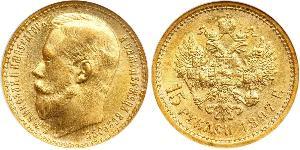15 Rublo Imperio ruso (1720-1917) Oro Nicolás II (1868-1918)