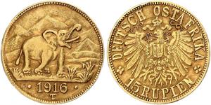15 Rupee German East Africa (1885-1919) 金 