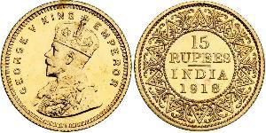 15 Рупія Британська Індія (1858-1947) Золото Георг V (1865-1936)