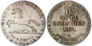16 Groschen Hanovre Argent Guillaume IV (1765-1837)