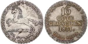 16 Groschen Hannover Plata Guillermo IV (1765-1837)
