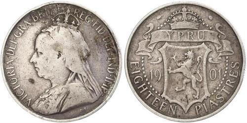 18 Piastre British Cyprus (1878 - 1960) Silber Victoria (1819 - 1901)