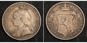 18 Piastre British Cyprus (1914–1960) Silver Victoria (1819 - 1901)
