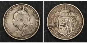 18 Пиастр Британский Кипр (1878 - 1960) Серебро Виктория (1819 - 1901)