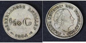 1/10 Gulden Antilles néerlandaises (1954 – 2010) Argent 