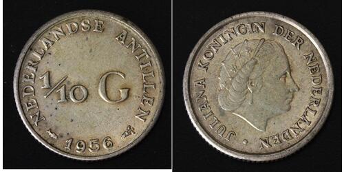 1/10 Gulden Antilles néerlandaises (1954 – 2010) Argent 