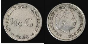 1/10 Gulden Antille Olandesi (1954 – 2010) Argento 