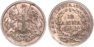 1/12 Anna Inde / Compagnie anglaise des Indes orientales (1757-1858) Cuivre 